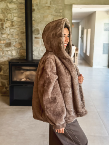 Manteau en fourrure Icéa - Taupe