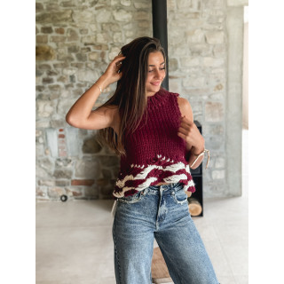 Pull sans manches Dara - Bordeaux/Blanc