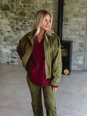 Veste en suédine Mahélia - Kaki