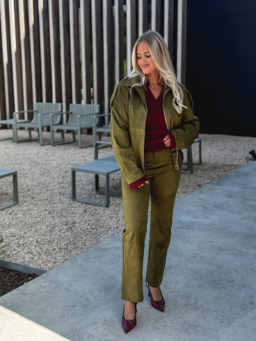 Veste en suédine Mahélia - Kaki