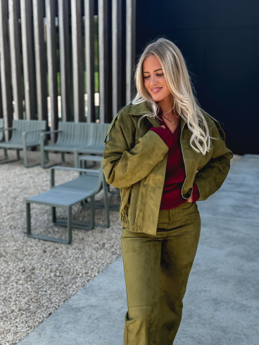 Veste en suédine Mahélia - Kaki