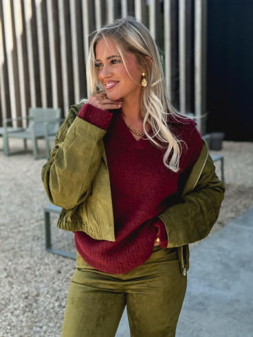 Veste en suédine Mahélia - Kaki