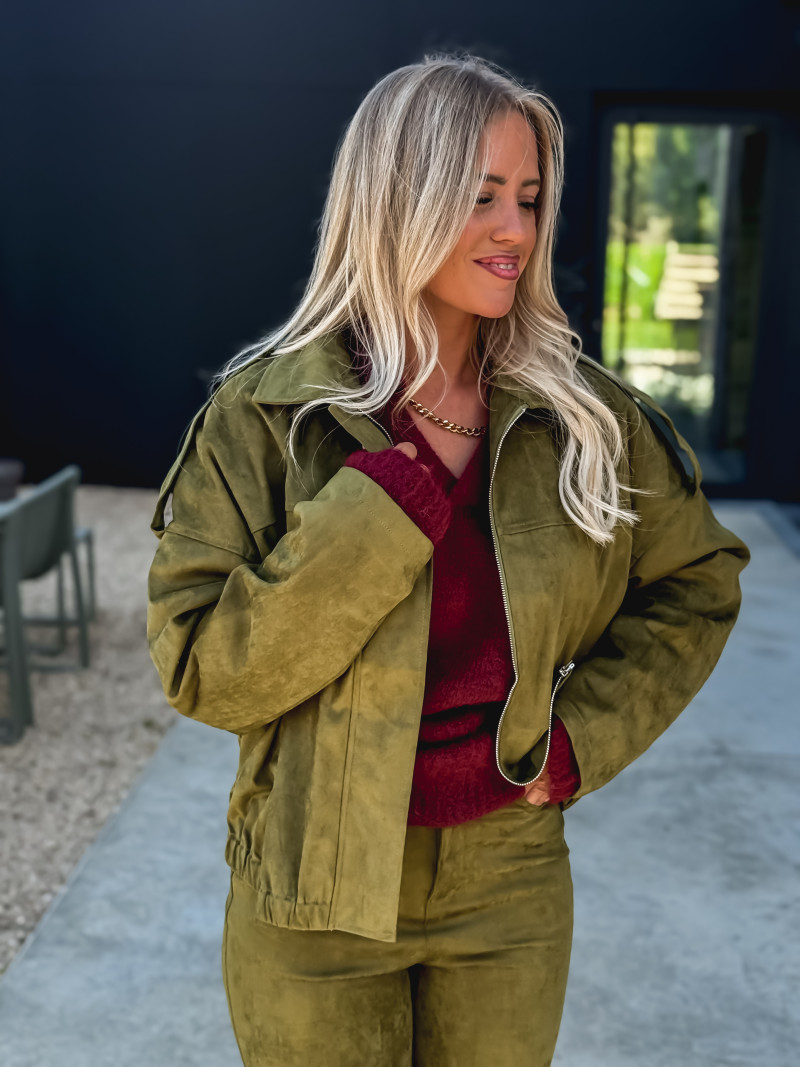 Veste en suédine Mahélia - Kaki