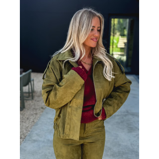 Veste en suédine Mahélia - Kaki