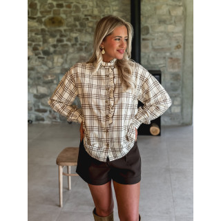 Chemise à carreaux Apollonie - Ecru/Chocolat