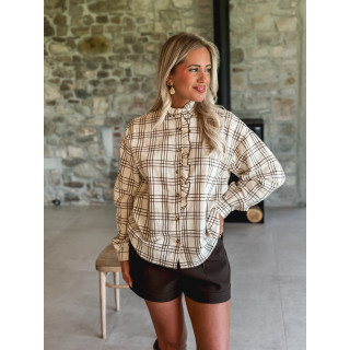 Chemise à carreaux Apollonie - Ecru/Chocolat