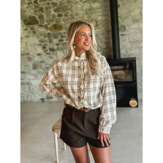 Chemise à carreaux Apollonie - Ecru/Chocolat