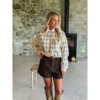 Chemise à carreaux Apollonie - Ecru/Chocolat