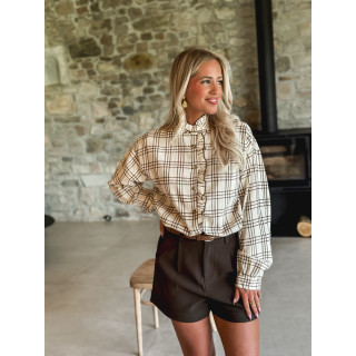 Chemise à carreaux Apollonie - Ecru/Chocolat
