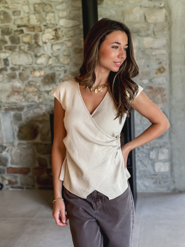Blouse sans manches Aliénor - Beige