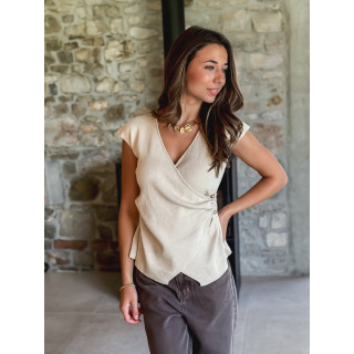 Blouse sans manches Aliénor - Beige