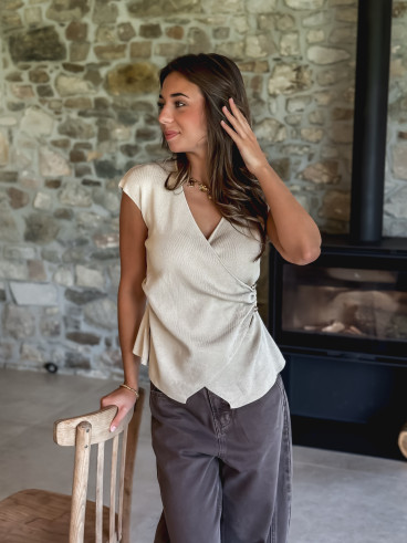 Blouse sans manches Aliénor - Beige