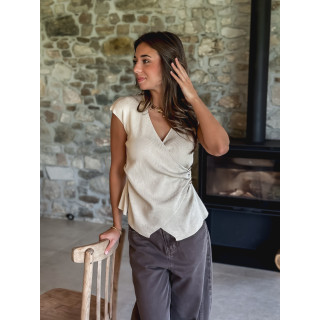 Blouse sans manches Aliénor - Beige