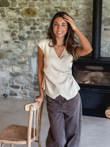 Blouse sans manches Aliénor - Beige