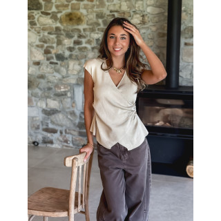 Blouse sans manches Aliénor - Beige