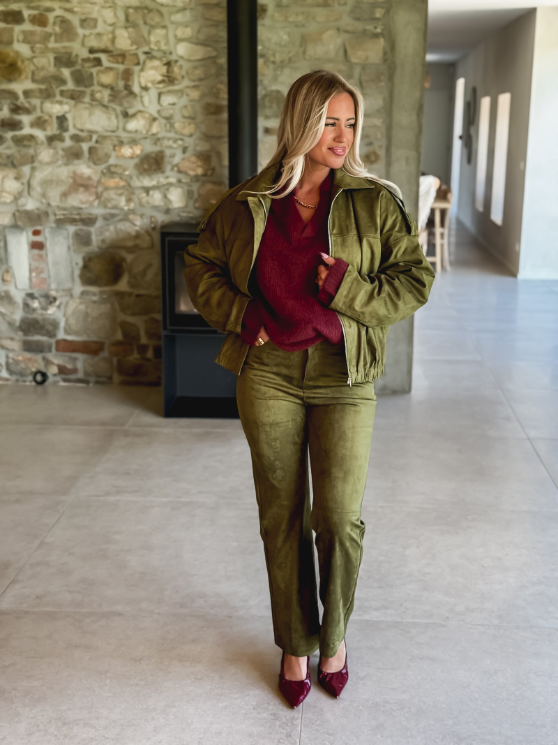 Pantalon en suédine Elinaé - Kaki