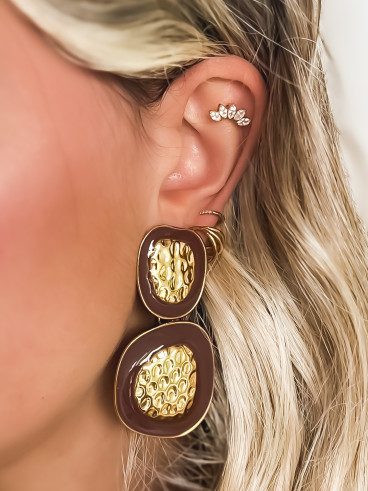 Boucles d'oreilles Mégane - Doré/Choco