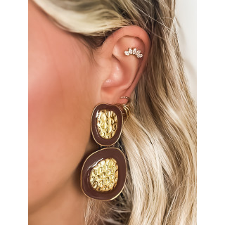 Boucles d'oreilles Mégane - Doré/Choco