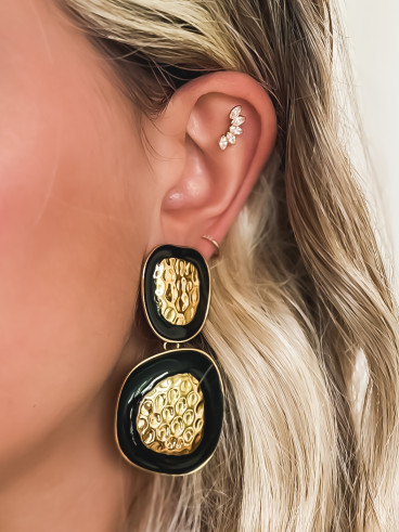 Boucles d'oreilles Mégane - Doré/Noir