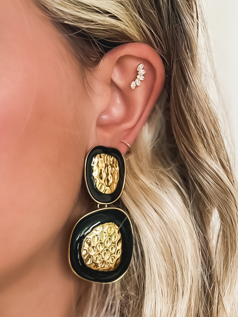 Boucles d'oreilles Mégane - Doré/Noir