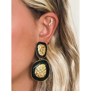 Boucles d'oreilles Mégane - Doré/Noir