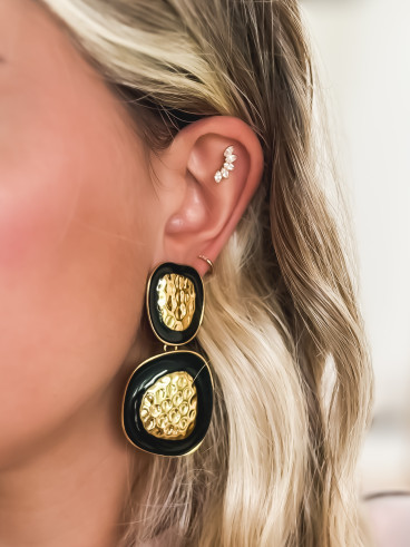 Boucles d'oreilles Mégane - Doré/Noir