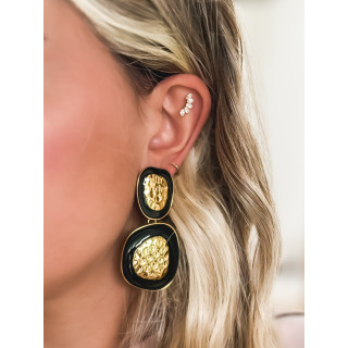 Boucles d'oreilles Mégane - Doré/Noir