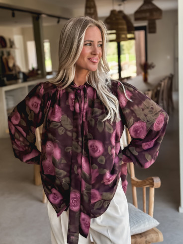Chemisier à motifs Elira - Prune