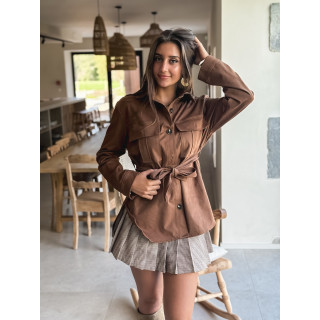 Chemise longue en suédine Myrelle - Camel