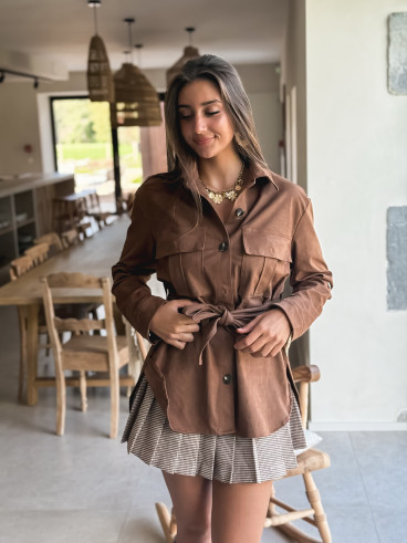 Chemise longue en suédine Myrelle - Camel