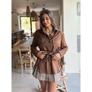 Chemise longue en suédine Myrelle - Camel