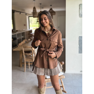Chemise longue en suédine Myrelle - Camel