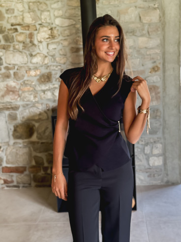 Blouse sans manches Aliénor - Noir