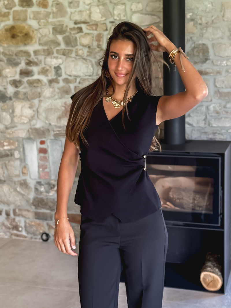 Blouse sans manches Aliénor - Noir