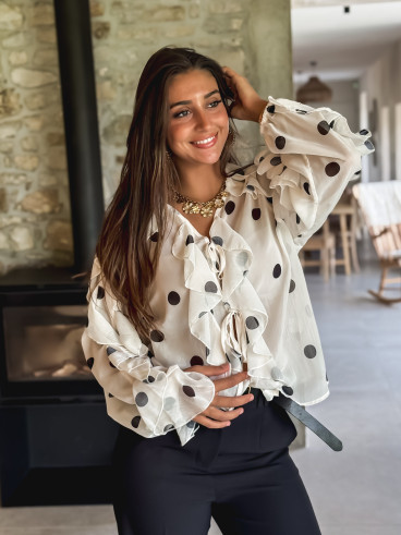 Blouse à pois Manelle - Ecru