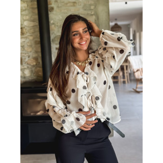 Blouse à pois Manelle - Ecru