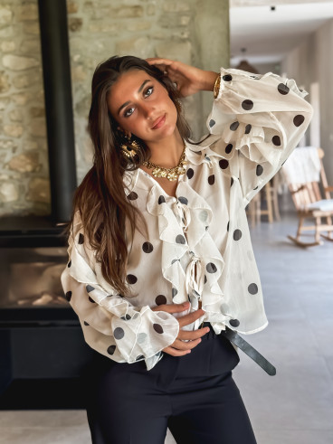 Blouse à pois Manelle - Ecru
