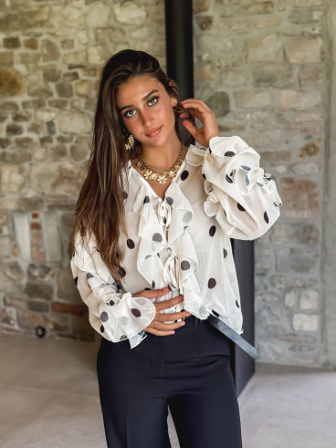 Blouse à pois Manelle - Ecru