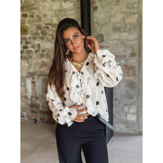Blouse à pois Manelle - Ecru