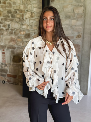 Blouse à pois Manelle - Ecru