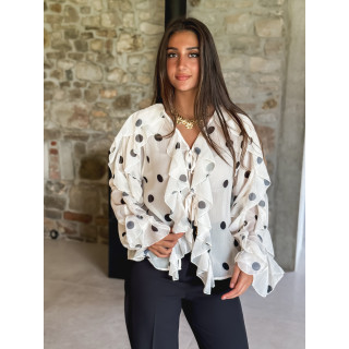 Blouse à pois Manelle - Ecru