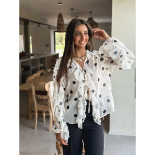 Blouse à pois Manelle - Ecru