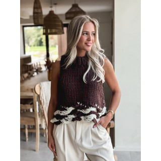Pull sans manches Dara - Chocolat/Blanc