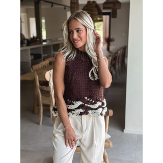 Pull sans manches Dara - Chocolat/Blanc