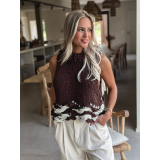 Pull sans manches Dara - Chocolat/Blanc