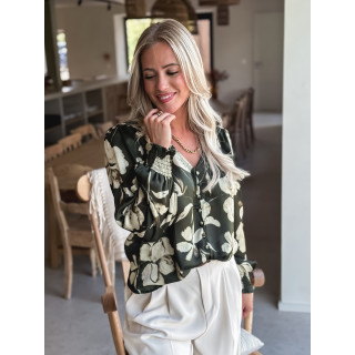 Blouse à fleurs Liséla - Kaki