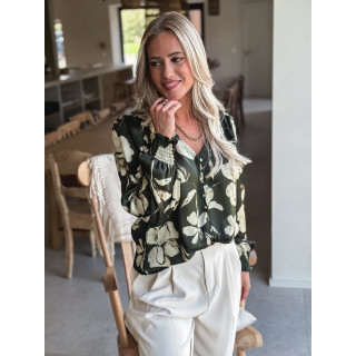 Blouse à fleurs Liséla - Kaki