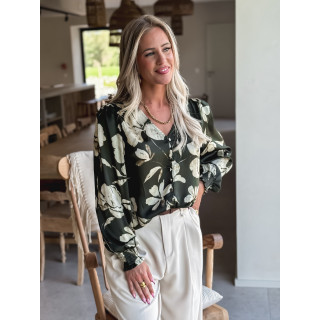 Blouse à fleurs Liséla - Kaki