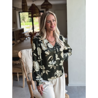 Blouse à fleurs Liséla - Kaki