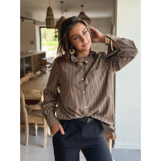 Chemise lignée Oréa - Chocolat